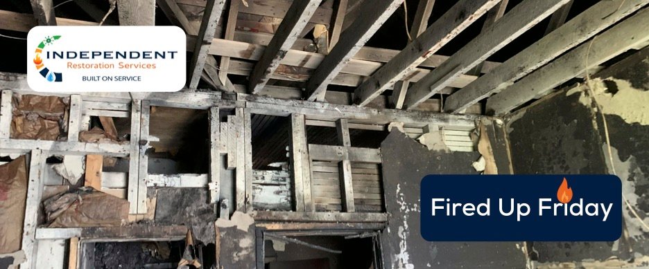 This image shows significant fire damage caused by an out of control kitchen fire - Independent Restoration Services, Built On Service.