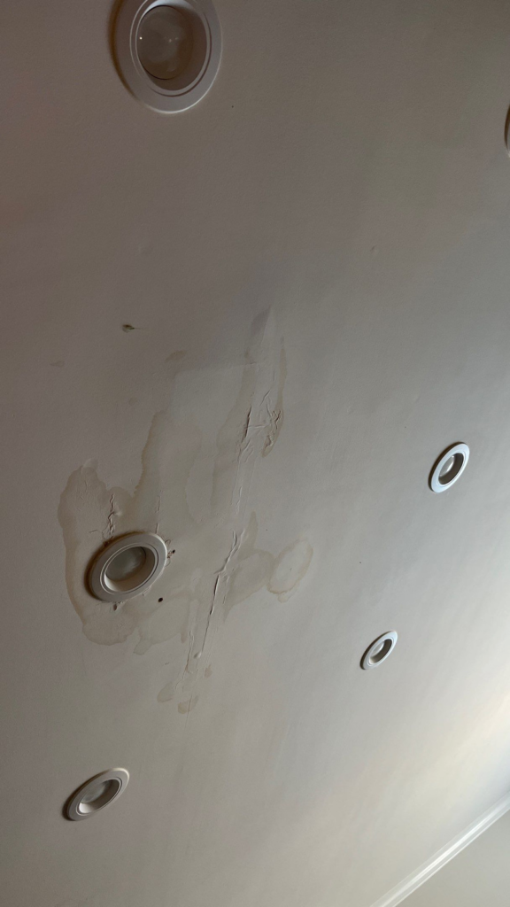 water damage ceiling - brown water spots - water leak - roof leak - ceiling water damage - brown water stains in ceiling - water restoration services - water emergency - Independent Restoration Services - Middle Tennessee